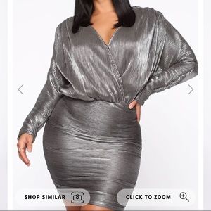 Metallic silver mini dress